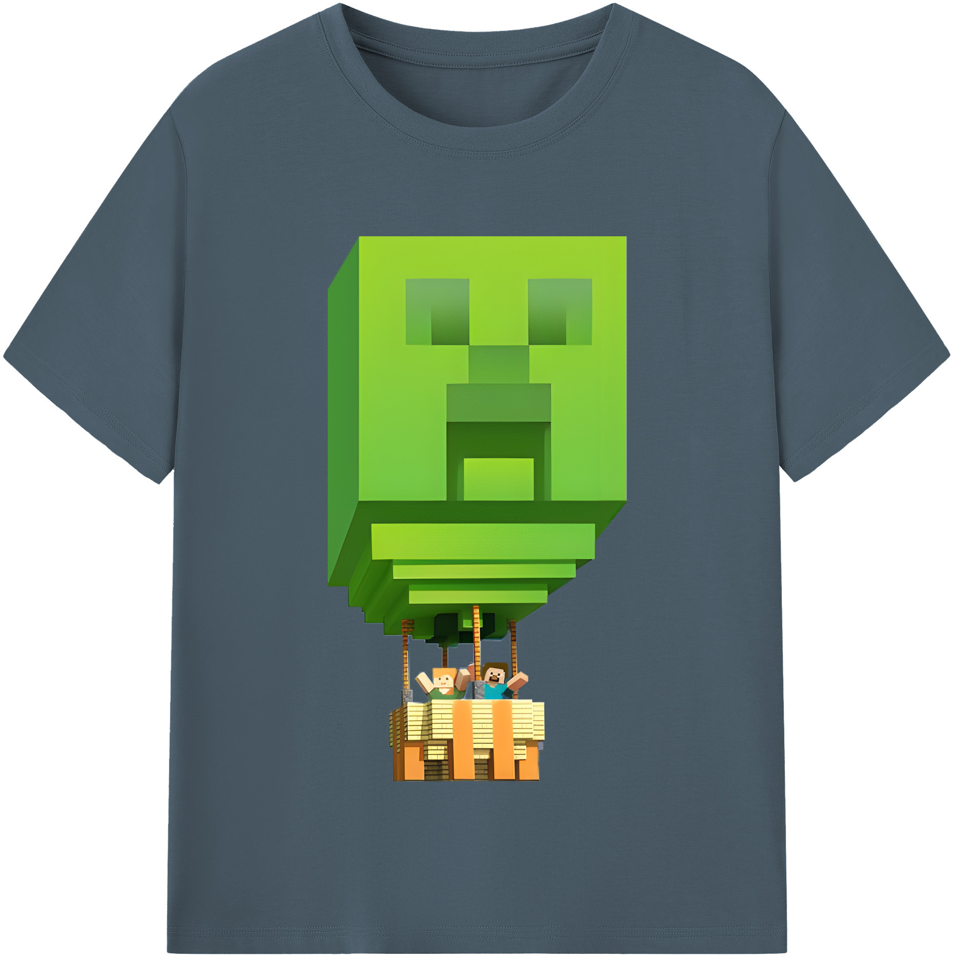 （画像用） マインクラフト ブロックの世界 Minecraft MC Block world 綿100％半袖Tシャツ（フロントプリント）